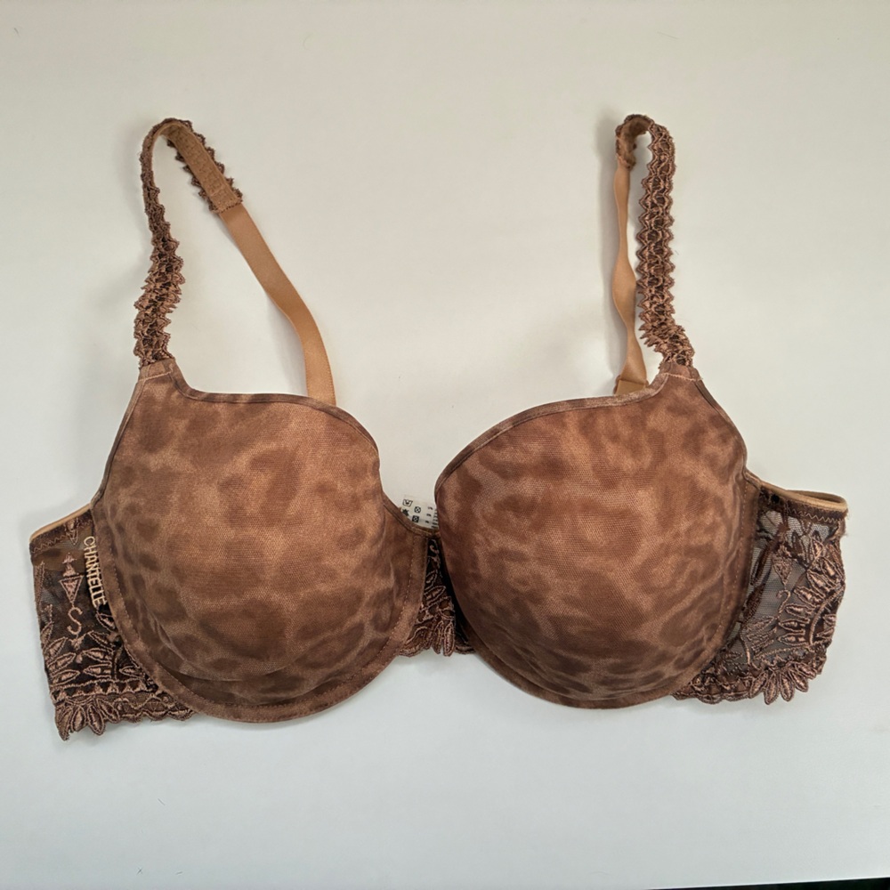 Chantelle C Magnifique Brown Lace Underwire Minimizer Bra 38C France